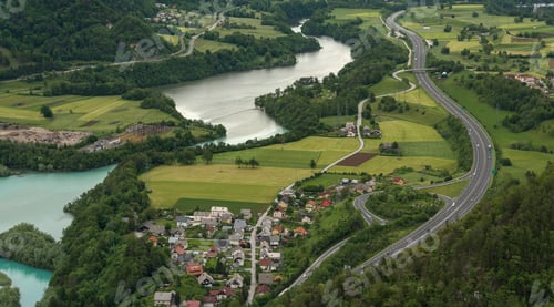 Preview: Villages, Meadows And Roads At Sunrise