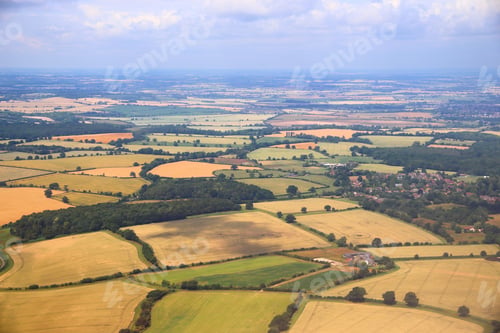 Preview: England Countryside Aerial View. Summer Fields In Hertfordshire.