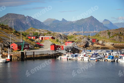 Preview: Lofoten Archipelago In Norway. Stamsund Fishing Harbor In Nordland County.
