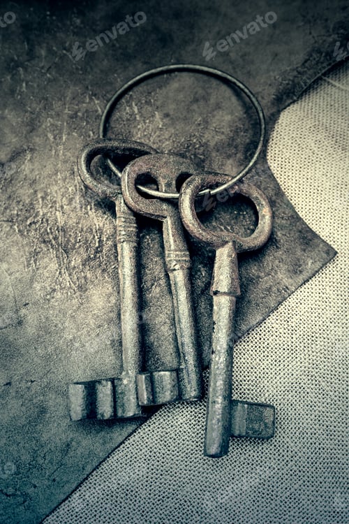 Preview: Old Metal Keys, Detail Of A Classic Metal Keys, Textured Background