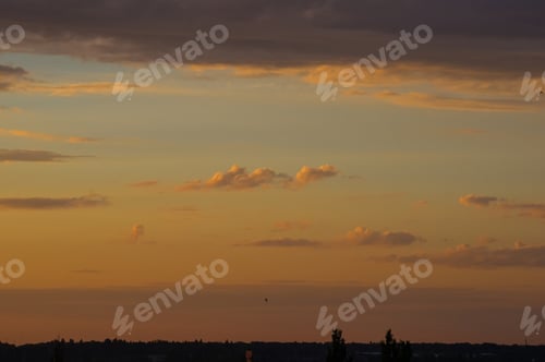 Preview: Landscape With Dramatic Light - Beautiful Golden Sunset With Saturated Sky And Clouds.