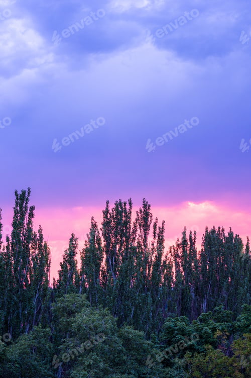 Preview: Landscape With Dramatic Light - Beautiful Golden Sunset With Saturated Sky And Clouds.