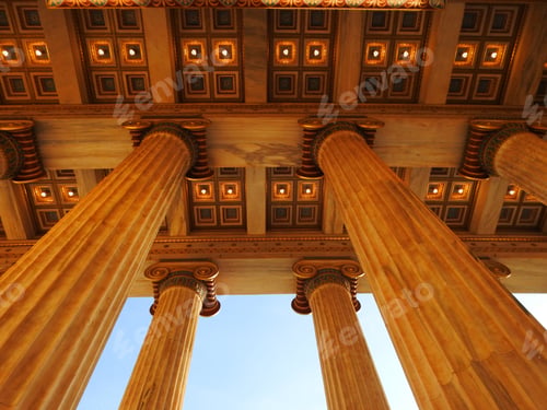 Preview: Extreme Close Up Photo Revealing Detail In Iconic Ancient Greek Style Masterpiece, Academy Of