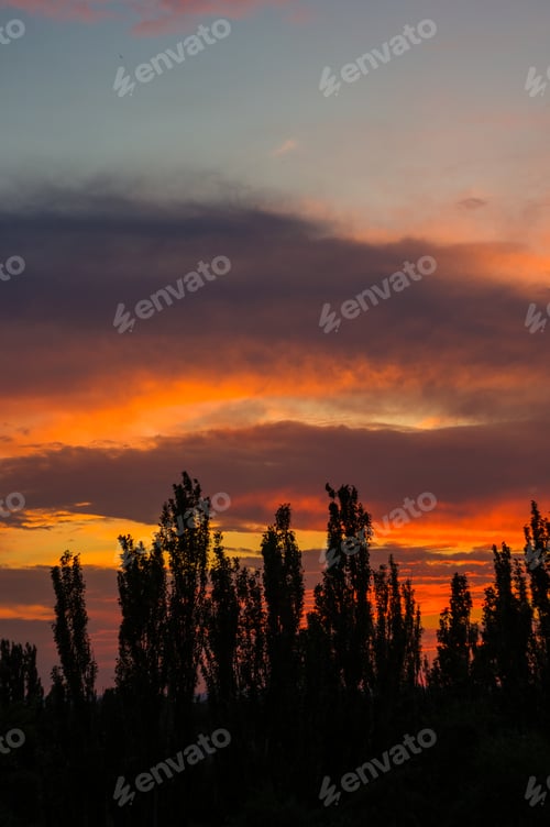 Preview: Landscape With Dramatic Light - Beautiful Golden Sunset With Saturated Sky And Clouds.