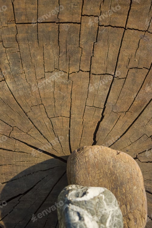 Preview: Spa Beautiful And Unusual Decorative Pebbles On The Old Cracked Wooden Background