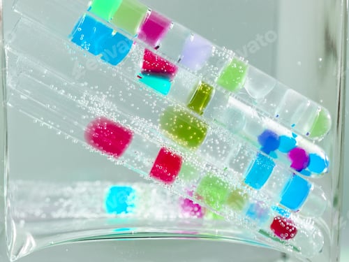Preview: Abstract Composition With Underwater Tubes With Colorful Jelly Balls Inside And Bubbles