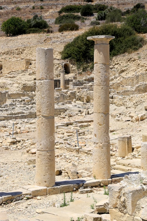 Preview: Old Antique Stone Pillars On Ruins Amathus City In Cyprus