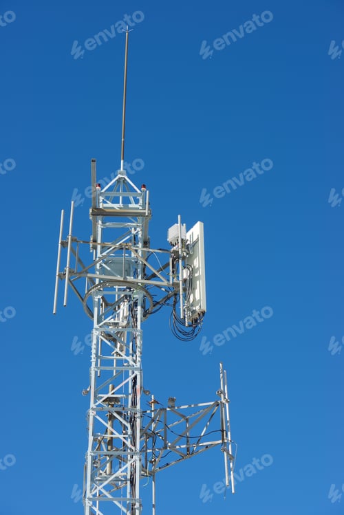 Preview: Telecommunications Tower With Blue Sky.