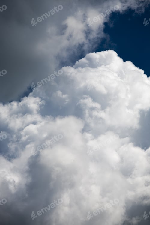 Preview: Beautiful, Fluffy, White And Grey Clouds And Blue Sky