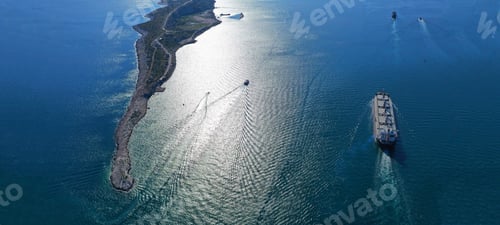 Preview: Aerial Drone Photo Of Iconic Peninsula Of Kinosoura Or Dog'S Tail In Industrial Part Of Island Of