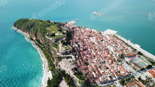 Preview: Aerial Drone Photo Of Iconic City Of Nafplio Former Capital Of Greece, Argolida, Peloponnese