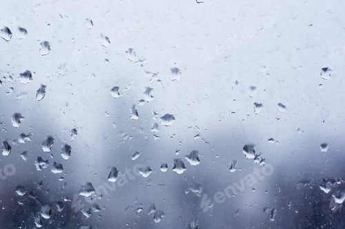 Preview: Background Of Raindrops On Window Glass, Close Up