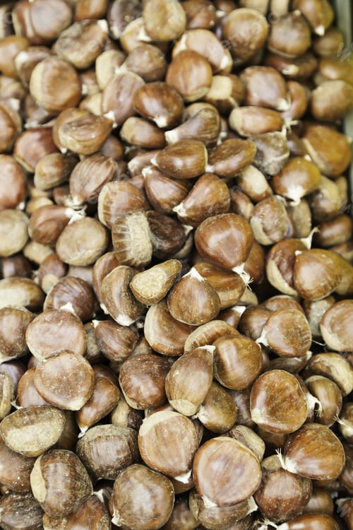 Preview: Raw Chestnuts In A Market, Food For Healthy Life
