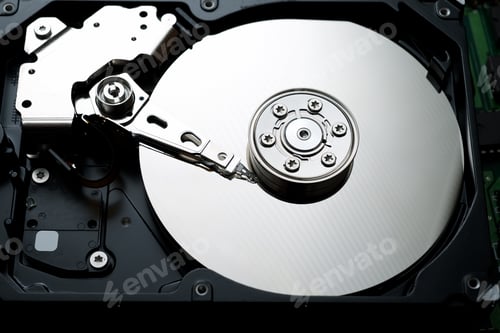 Preview: Closeup Of An Open Computer Hard Drive.