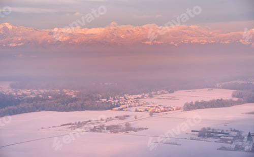 Preview: Church And Village Under The Snowy Mountains