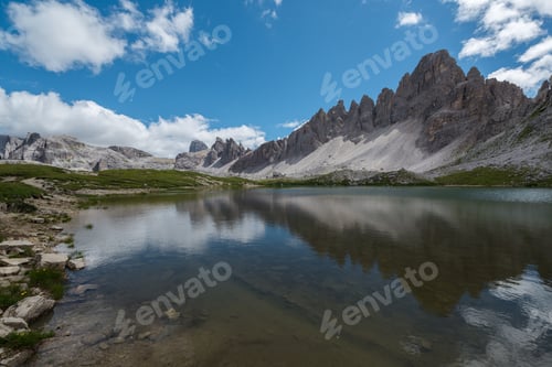 Preview: Mountain Reflections In Lakes By Tre Cime Di Lavaredo In Dolomites