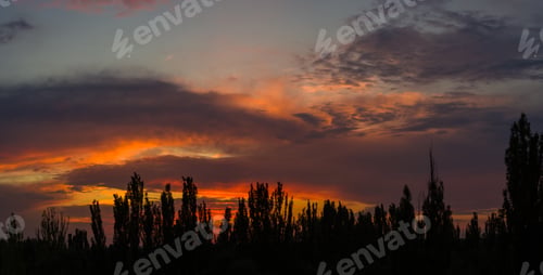 Preview: Landscape With Dramatic Light - Beautiful Golden Sunset With Saturated Sky And Clouds.