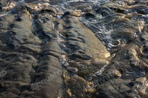 Preview: Pebble Stones On The Sea Beach, The Rolling Waves Of The Sea With Foam