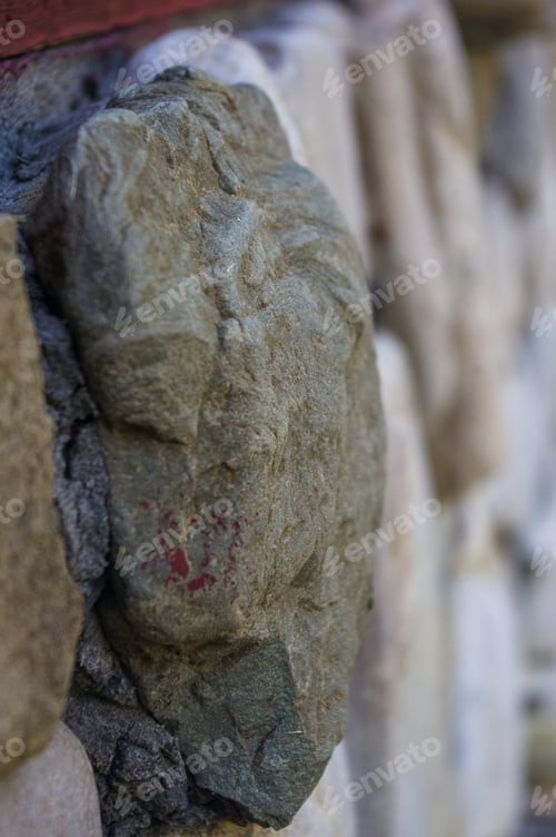 Preview: Beautiful Sea Stones In The Masonry Of The Wall Of Boulders, Close-Up