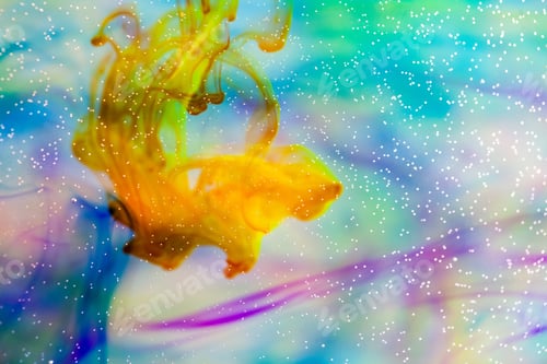 Preview: Abstract Composition With Ink And Small Bubbles. Beautiful Background, Texture And Colors
