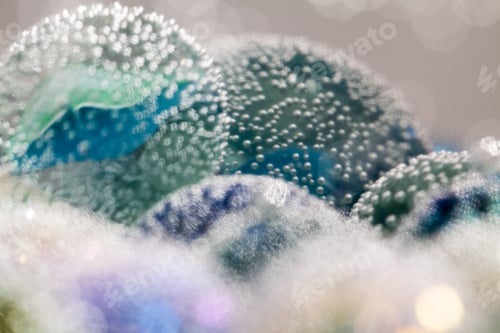 Preview: Abstract Underwater Composition With Colorful Glass Balls, Bubbles And Light