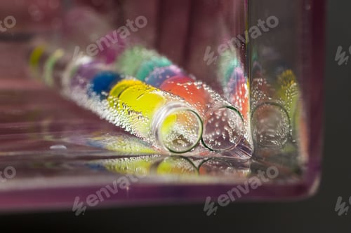 Preview: Abstract Composition With Underwater Tubes With Colorful Jelly Balls Inside And Bubbles