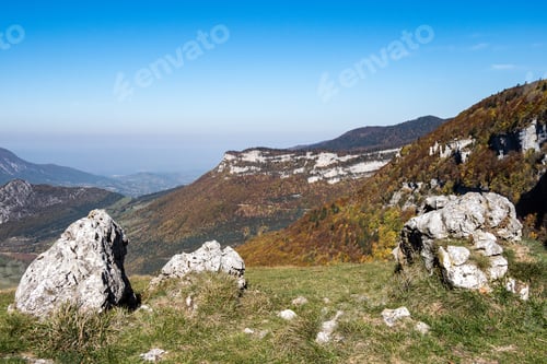 Preview: French Countryside. Pas De L'Aubasse: Panoramic View Of The Heights Of The Vercors, The Marly Hills