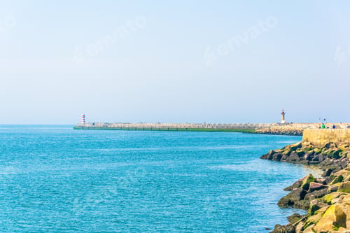 Preview: View Of A Pier Where Douro River Meets Atlantic Ocean.