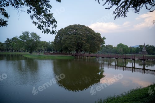 Preview: Sunset At Wat Mahatat In Sukhothai. A Unesco World Heritage Site In Thailand. In The Past