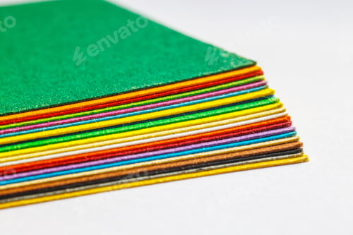 Preview: Colorful Paper Isolated On White Background, Close Up