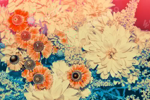 Preview: Bouquet Of Autumn Flowers Dahlias And Marigolds.