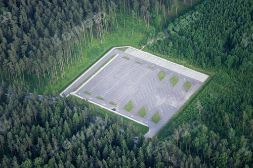 Preview: Aerial View Over The Parking Lot In The Forest