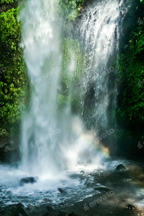 Preview: Small Waterfall In The Dense Jungle Of The Tropical Island Of Lombok, Indonesia
