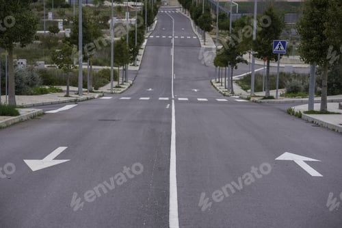 Preview: Road With Directional Arrows In Cabanes (Castellon, Spain).