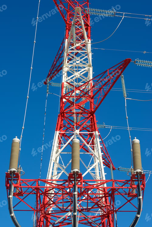 Preview: Power Line And Clear Sky In Zaragoza Province, Aragon In Spain.