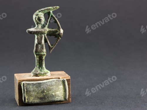 Preview: Archer Bronze Figurine, Arrow And Bow Statuette