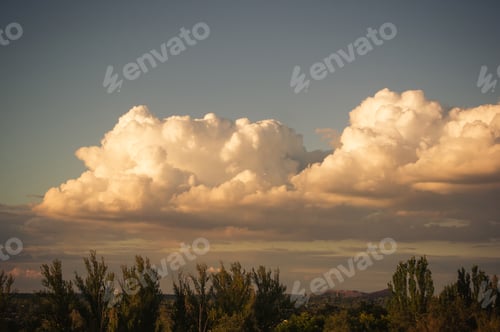 Preview: Autumn Urban Landscape On A Sunny Day - Yellow Autumn Trees And Bright Sky With Clouds