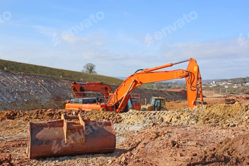 Preview: Digger On A Road Construction Site