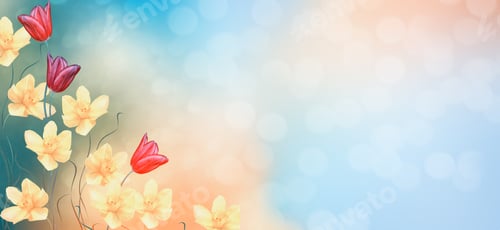 Preview: Bright And Colorful Spring Flowers Daffodils. Tulip