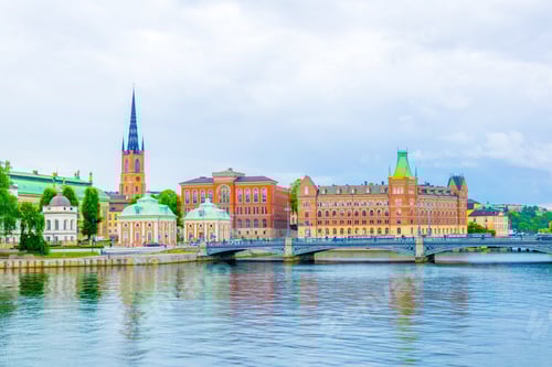 Preview: Panorama View Of Gamla Stan In Stockholm Including Bonde Palace, Riddarhuset And Norstedts House.