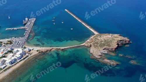 Preview: Aerial Drone Panoramic View Of Iconic And Unique Temple Of Apollon Or Portara With Breathtaking