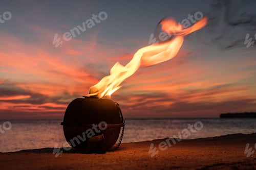 Preview: Flaming Sunset At The Beach Cafeviews Around The Caribbean Island Of Curacao In The Abc Islands