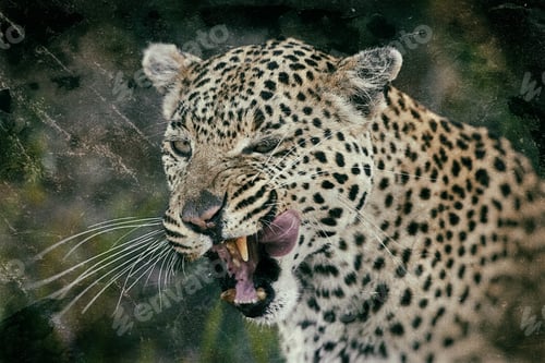 Preview: Vintage Style Image Of A Leopard In The Okavango Delta, Botswana