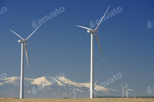 Preview: Windmills For Renewable Electric Energy Production, At Background Is Moncayo Peak, Pozuelo De