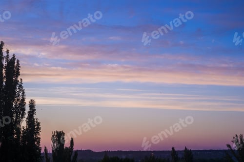 Preview: Landscape With Dramatic Light - Beautiful Golden Sunset With Saturated Sky And Clouds.