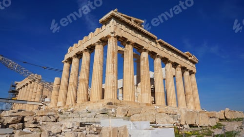 Preview: Beautiful Spring Flowers And Iconic Parthenon, Acropolis Hill, Athens Historic Center, Attica