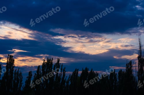 Preview: Landscape With Dramatic Light - Beautiful Golden Sunset With Saturated Sky And Clouds.
