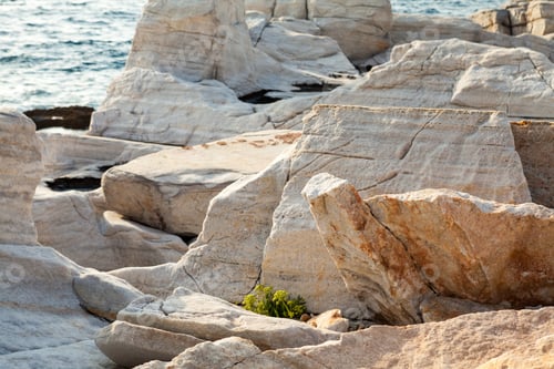 Preview: Aegean Seashore And Marble Rocks In Aliki, Thassos Island, Greece