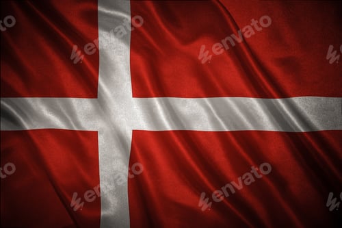 Preview: Closeup Of Grunge Flag Of Denmark. Flag With Original Proportions
