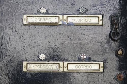 Preview: Mailboxes On A Door, Detail Of A Mailbox For Correspondence, Letters